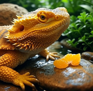 Bearded dragon with orange