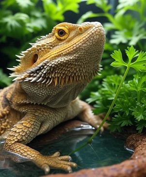 Bearded dragon with parsley