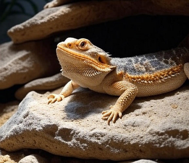 Bearded dragon in stress-free vivarium