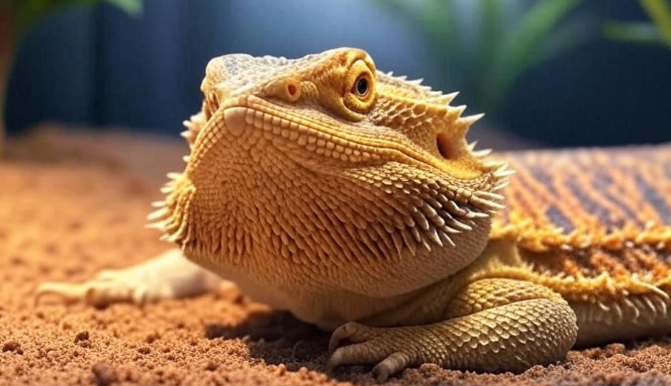 Bearded dragon healthy basking