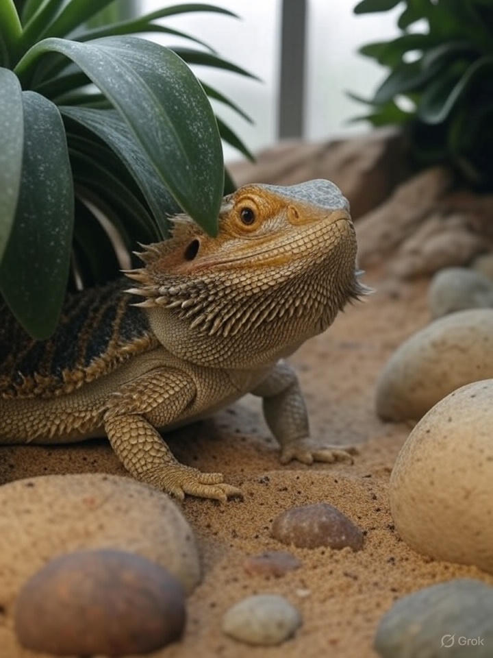 bearded-dragon-hiding-in-cage