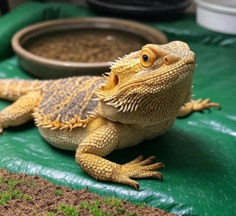 Bearded dragon on Zilla floor liner