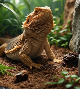 Bearded dragon with poop