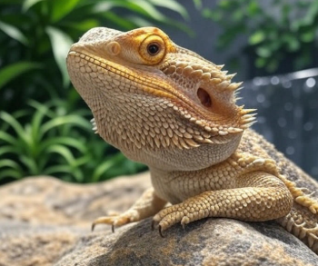 Bearded dragon with parietal eye under UVB light